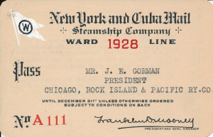 5 -纽约和古巴邮船公司通行证，1928 (1)