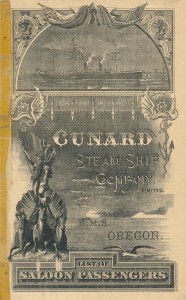 RMS俄勒冈州，轿车客运列表，3月6日，1886年3月6日（1）