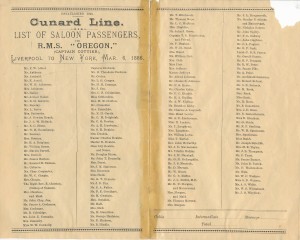 rms俄勒冈州，沙龙客人列表，1886年3月6日（2）