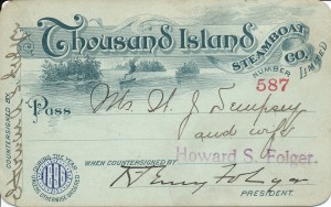 Thousand Island Steamboat Company pass, 1896 (1)