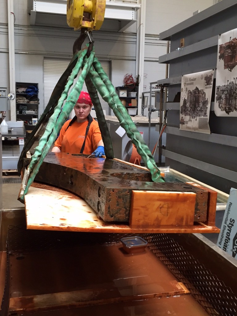 Kate sizing up her next move with the crane.