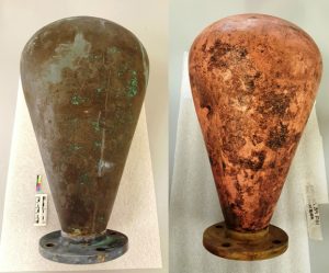 Before and after treatment pictures of the starboard Worthington pump air flask