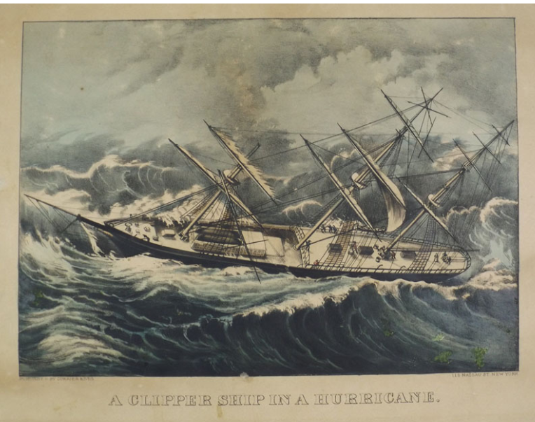 Clipper Ship船在飓风-1855海里斯博物馆和公园集合亚博平台网址